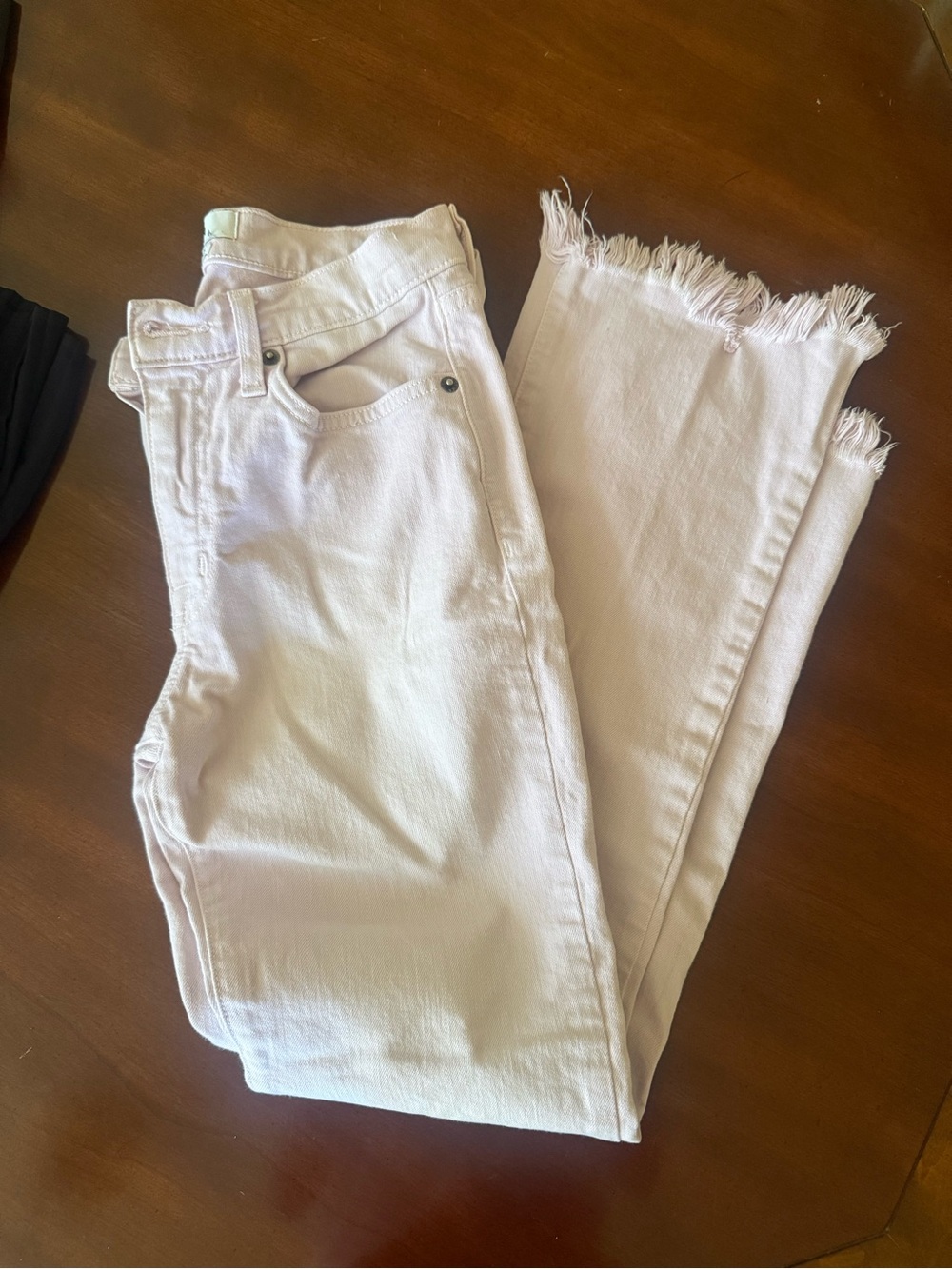 Women’s Frayed-Hem light pink Jeans